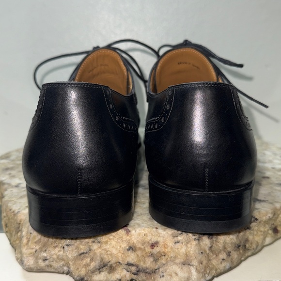 Magnanni Sergio Wingtip Oxford Dress Shoes Black Calfskin Leather 13974 Sz 10 - Picture 8 of 16